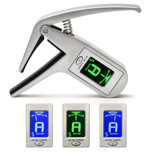 Elagon (AC-05) Metallic Guitar Capo + Tuner All-In-One. Precision Tuner for Guitars Including Alternate Tunings. - Image 2