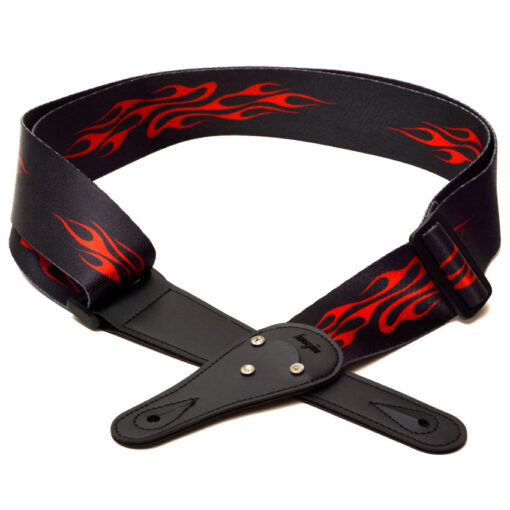 Elagon (RFD) Red Flamed Guitar Strap for Electric, Acoustic and Bass Guitar. Strongly Build and Great Looking Strap.